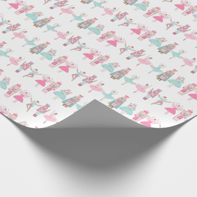 Pastete Nutcracker Ballet Pink Wrapping Paper Geschenkpapier (Ecke)
