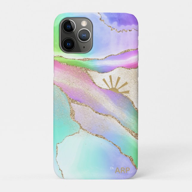 *~* Pastete Regenbogen-Agate Sun Rays Gold-Star-St Case-Mate iPhone Hülle (Rückseite)