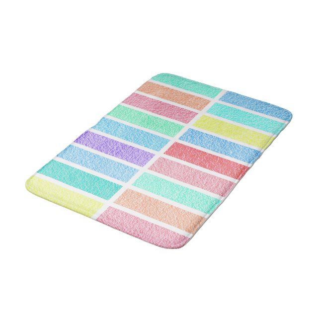 Pastete Regenbogenfarben, abstrakte Linien Badematte (Schrägansicht)
