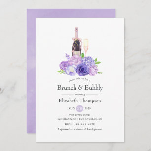 Pastete Violett Blumenbrunch & Bubbly Brautparty Einladung