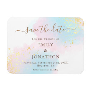 Pastete Wasserfarben Pink Gold Blue Save the Date Magnet
