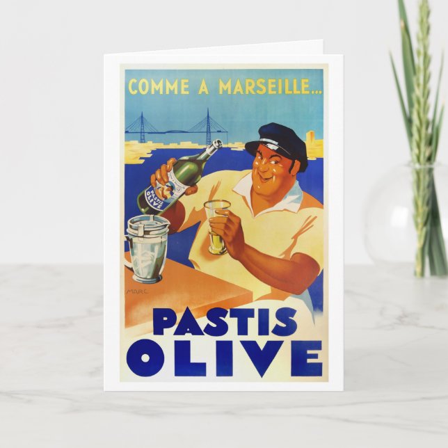 Pastis Olive - Vintages französisches Weinposter Karte (Vorderseite)
