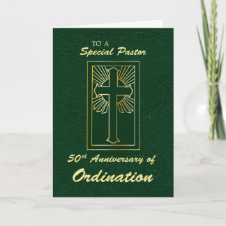 Pastor 50. Jahrestag der Ordination Grünes Leathe Karte
