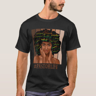 Pastor African Women Messy Bun Black History Monat T-Shirt