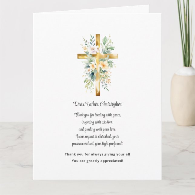 Pastor Appreciation Thank You Card - Floral Karte (Vorderseite)
