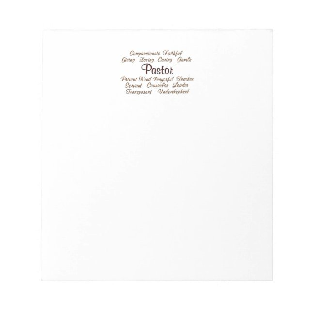 Pastor-Attribute Notizblock (Vorderseite)