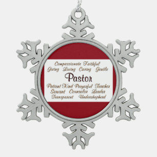Pastor-Attribute Schneeflocken Zinn-Ornament