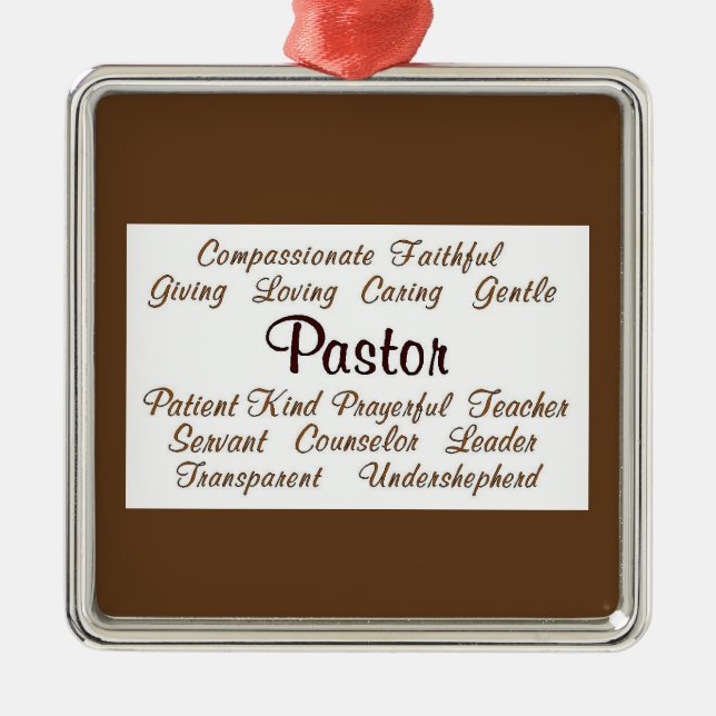 Pastor-Attribute Silbernes Ornament (Vorne)