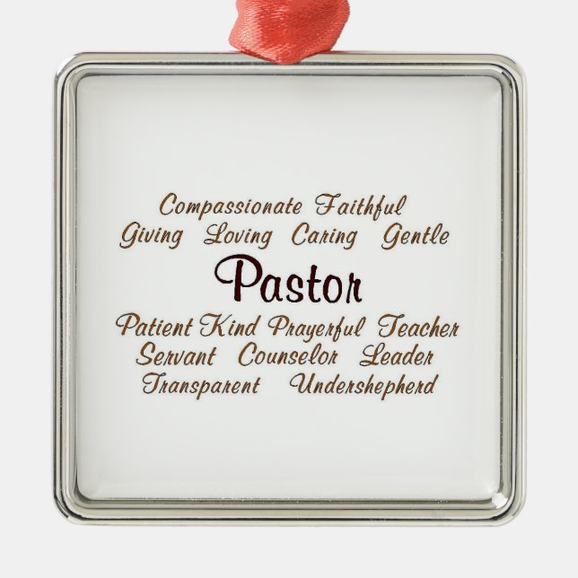 Pastor-Attribute Silbernes Ornament (Vorne)