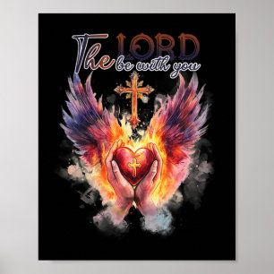 Pastor - betende Hände vor dem Heiligen Herzen Poster