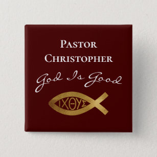 Pastor Christliche Kirche Gott ist gut Rot Ministe Button