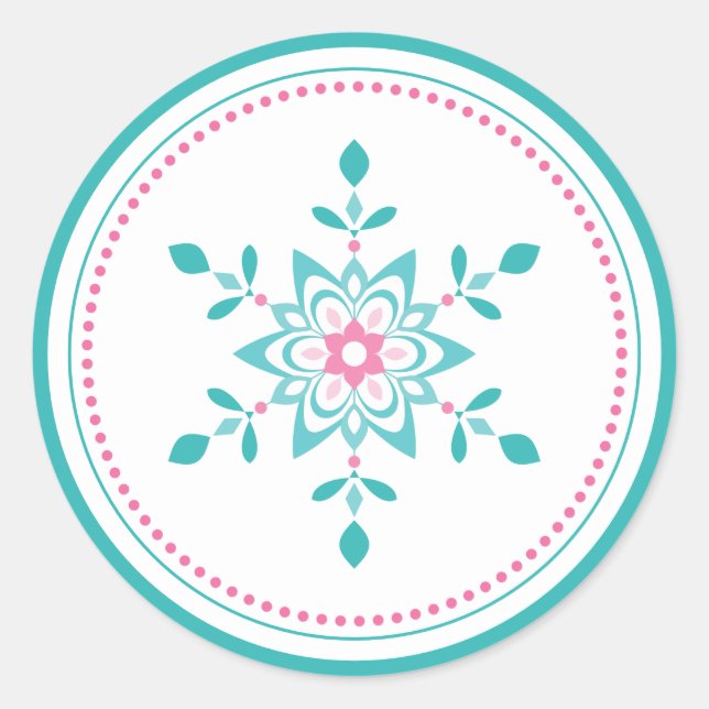 Pastor Christmas Floral Star Snowflake Runder Aufkleber (Vorderseite)