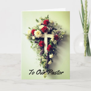 Pastor-Dankeskarte mit Blumenkreuz Karte