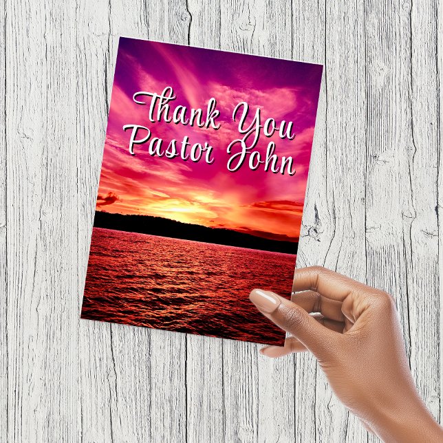 Pastor Dankeskarte | Ozean Rosa Sonnenuntergang Postkarte (Pastor Appreciation Postcard | Ocean Pink Sunset)