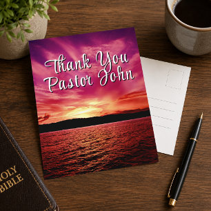 Pastor Dankeskarten Ozean Rosa Sonnenuntergang Postkarte