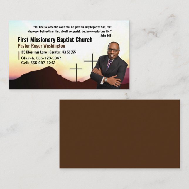 Pastor/Deacon Foto Kirche Visitenkarte (Vorne/Hinten)