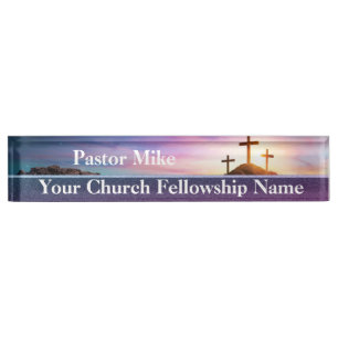 Pastor der Three Crosses Sunset Church Namensplakette