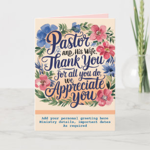 ✝️ Pastor Ehefrau des Pastors Wertschätzungsjubilä Dankeskarte