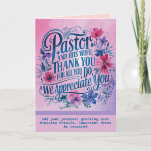 ✝️ Pastor Ehefrau des Pastors Wertschätzungsjubilä Dankeskarte