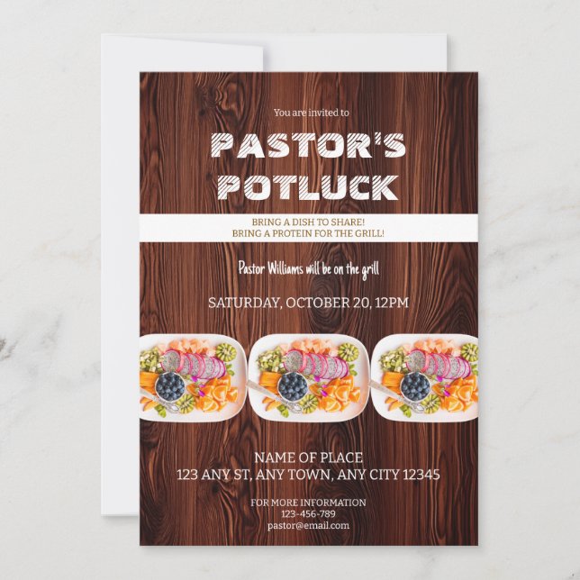 Pastor Fire & Fellowship Potluck Invitation Einladung (Vorderseite)