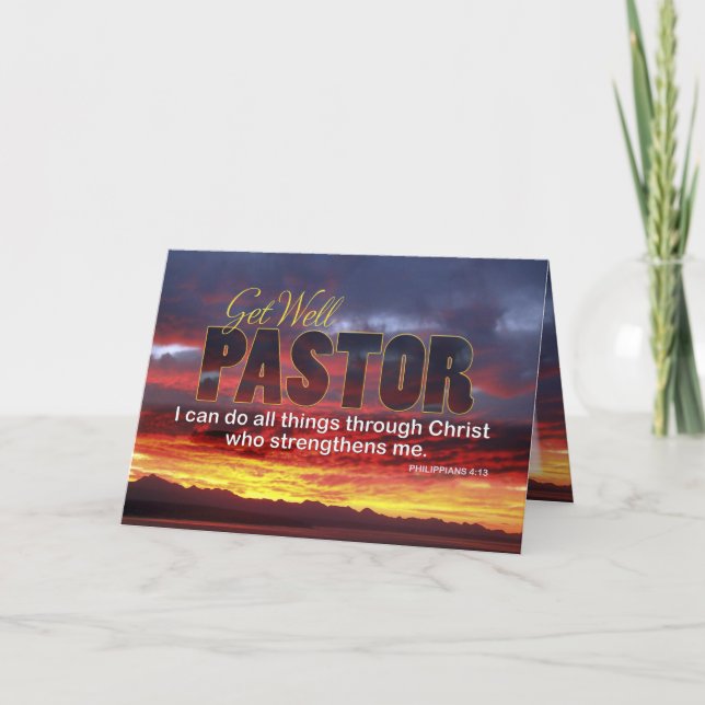 Pastor Get Well, Scripture Sunset Karte (Vorderseite)