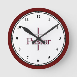 Pastor Gray Cross Round Clock Runde Wanduhr