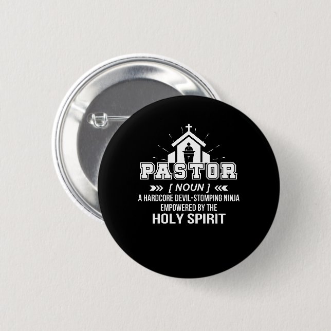 Pastor Harcore Teufel stampfender Ninja Button (Vorne & Hinten)