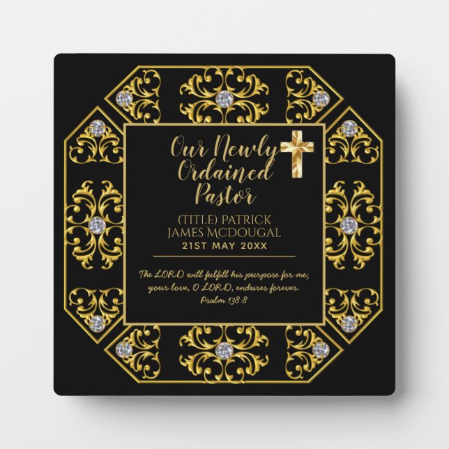 Pastor neu geordnetes Installationsgeschenk Fotoplatte (Vorderseite)