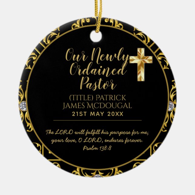 Pastor neu geordnetes Installationsgeschenk Keramik Ornament (Vorne)