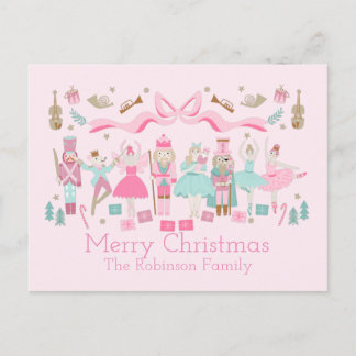 Pastor Nutcracker Ballet Pink Weihnachtskarte Postkarte