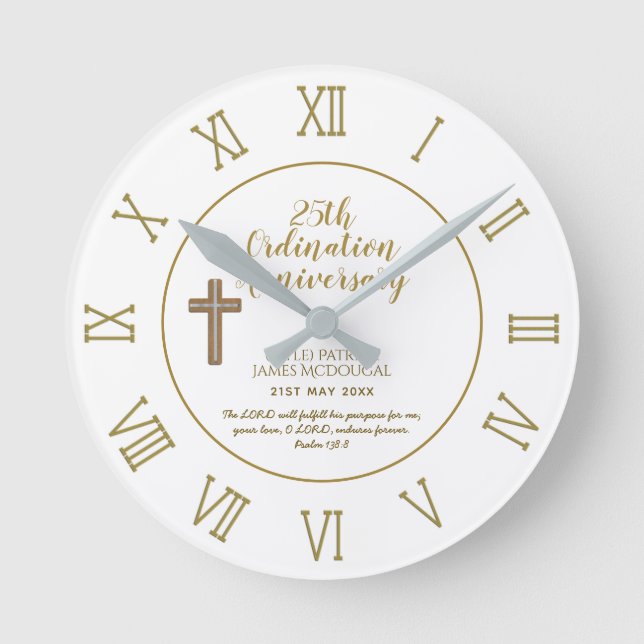 PASTOR Ordinary Anniversary Bibel Verse Gift Runde Wanduhr (Vorderseite)