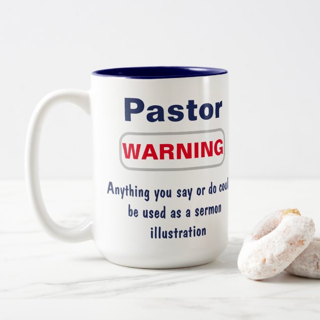 Pastor Warning Humour Tasse (Mit Donut)