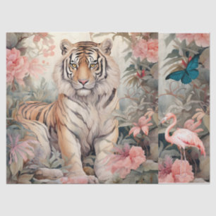 Pastor Watercolor Floral Tiger Decoupage Seidenpapier