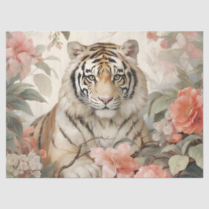 Pastor Watercolor Floral Tiger Decoupage Seidenpapier