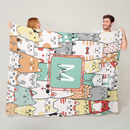 Pastor Watercolor Kat-Kätzchen Name Monogram Kids Fleecedecke