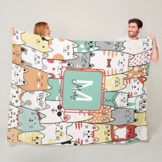 Pastor Watercolor Kat-Kätzchen Name Monogram Kids Fleecedecke