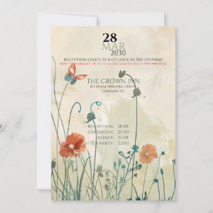 Pastoral Butterfly Wedding Einladung
