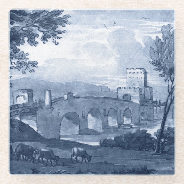 Pastoral Toile - Brücke Glasuntersetzer (Vorderseite)