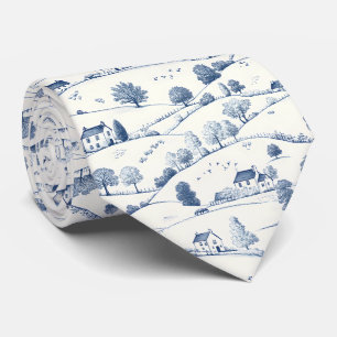 Pastorale Blaue Toile-Landschaft Klassisches Franz Krawatte