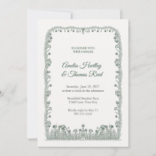 Pastorale Glockenblumen-Penwork-Hochzeitseinladung Einladung
