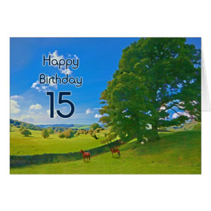 Pastorale Landschaftsmalerei 15. Geburtstagskarte