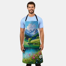 Pastorale Palette - Landschaftlicher See Schürze