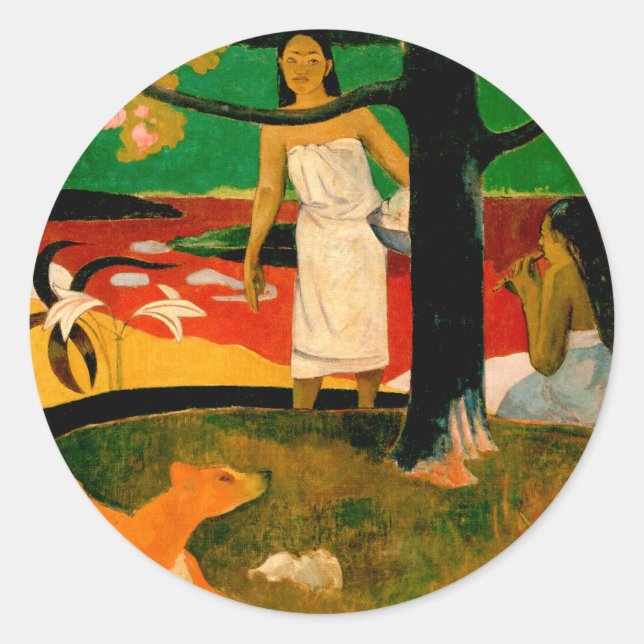 ‪ Pastorales Tahitiennes ‬ von Paul Gauguin Runder Aufkleber (Vorderseite)