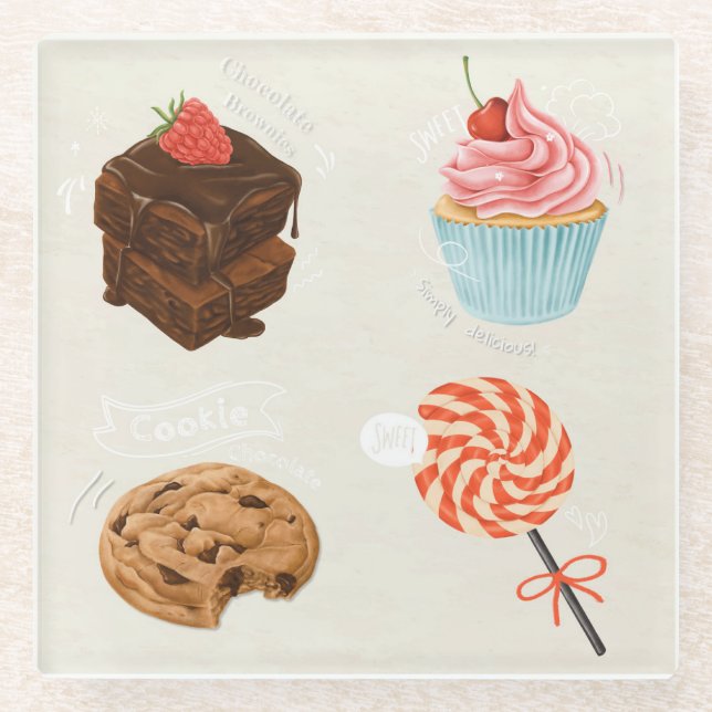 Pastries Glass Untersetzer (Vorderseite)