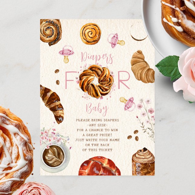 Pastris Schnuller Girl Baby Dusche Windeln Raffle Begleitkarte (Von Creator hochgeladen)