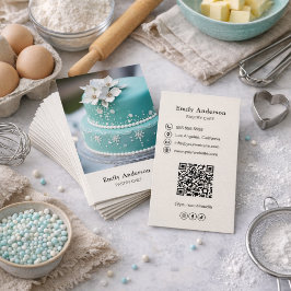 Pastry Chef Bakery Photo QR Code  Visitenkarte