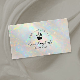 Pastry Chef Holographic White Opal Cupcake Visitenkarte