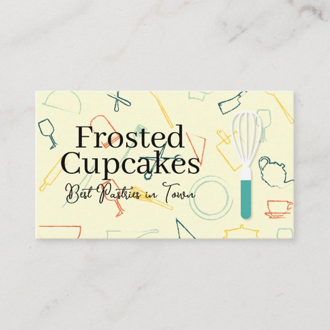 Pastry Whisk | Cooking Tools Background Visitenkarte (Vorderseite)