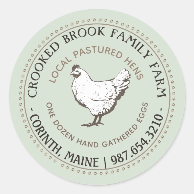 PASTURED HEN FRISCHES EGG Vintages Umweltzeichen Runder Aufkleber (Vorderseite)
