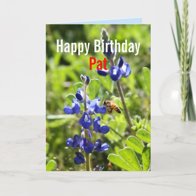 Pat Texas Bluebonnet Happy Birthday Karte (Vorderseite)